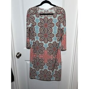 LONDON STYLE Women's 14 Floral 3/4 Sleeve Dress Midi Large‎ Paisley Statement